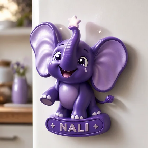 A purple Temo elephant character